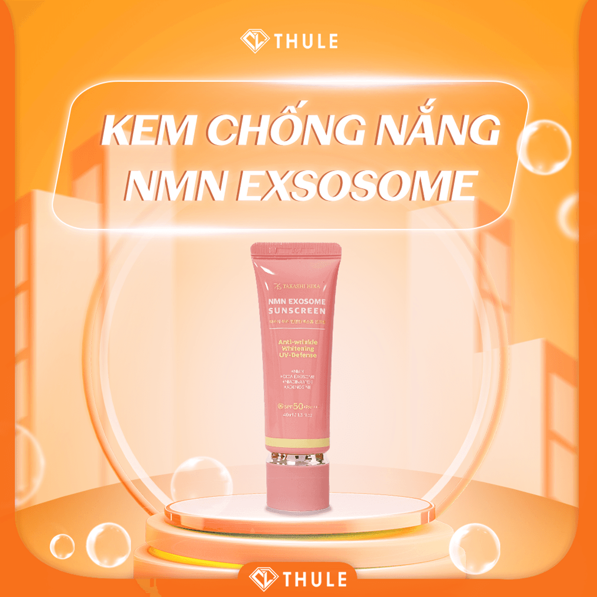 Kem Chống Nắng Nâng Tone, Phục Hồi Làn Da Nhạy Cảm, Ngăn Ngừa Lão Hoá - Takashi Hika NMN Exosome