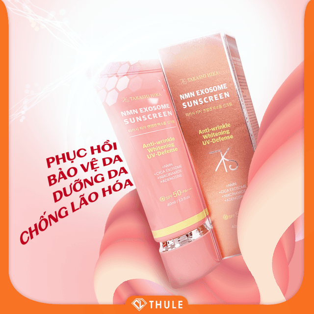 Kem Chống Nắng Nâng Tone, Phục Hồi Làn Da Nhạy Cảm, Ngăn Ngừa Lão Hoá - Takashi Hika NMN Exosome