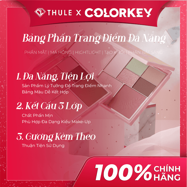 Bảng Phấn Trang Điểm Mặt - Mắt, Không Gây Bí Da, Màu Sắc Đa Dạng, Tạo Khối - Highlight Tự Nhiên - Colorkey  