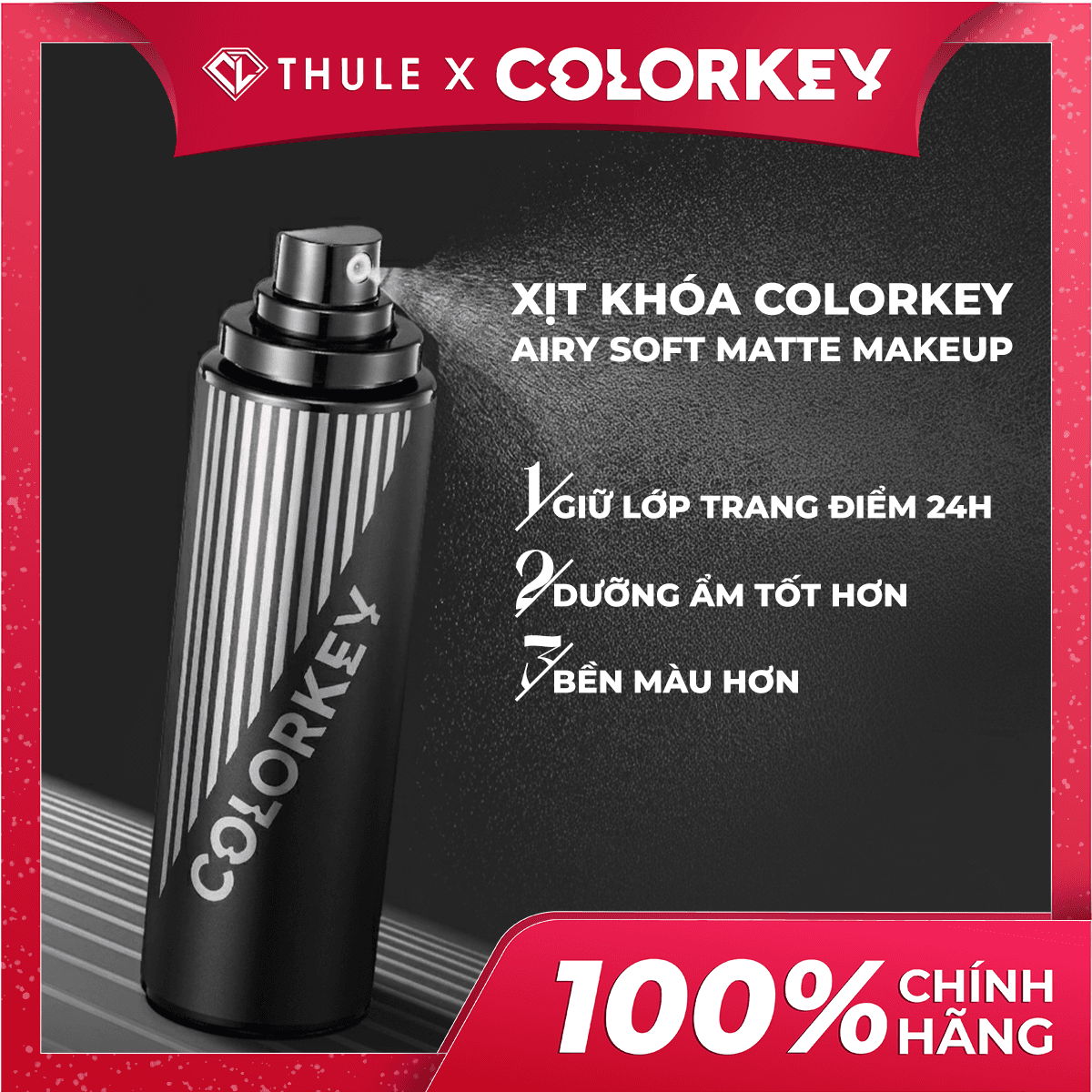 Xịt Khoá Trang Điểm, Cấp Ẩm, Kiểm Soát Da Dầu, Giữ Lớp Trang Điểm Nhiều Giờ - Colorkey Snapshot Finishing Spray Set