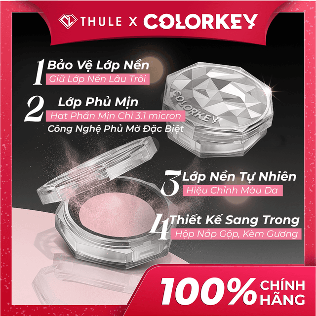 Phấn Phủ Dạng Bột Colorkey Lasting Naturally C02 - Kiềm Dầu Tốt, Thu Hẹp Lỗ Chân Lông, Lâu Trôi Make-Up