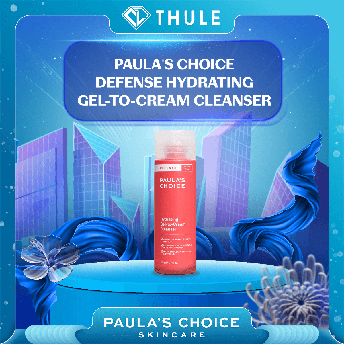 Gel Rửa Mặt Làm Sạch, Giúp Da Mềm Mịn Paula's Choice Defense Hydrating Gel-To-Cream Cleanser