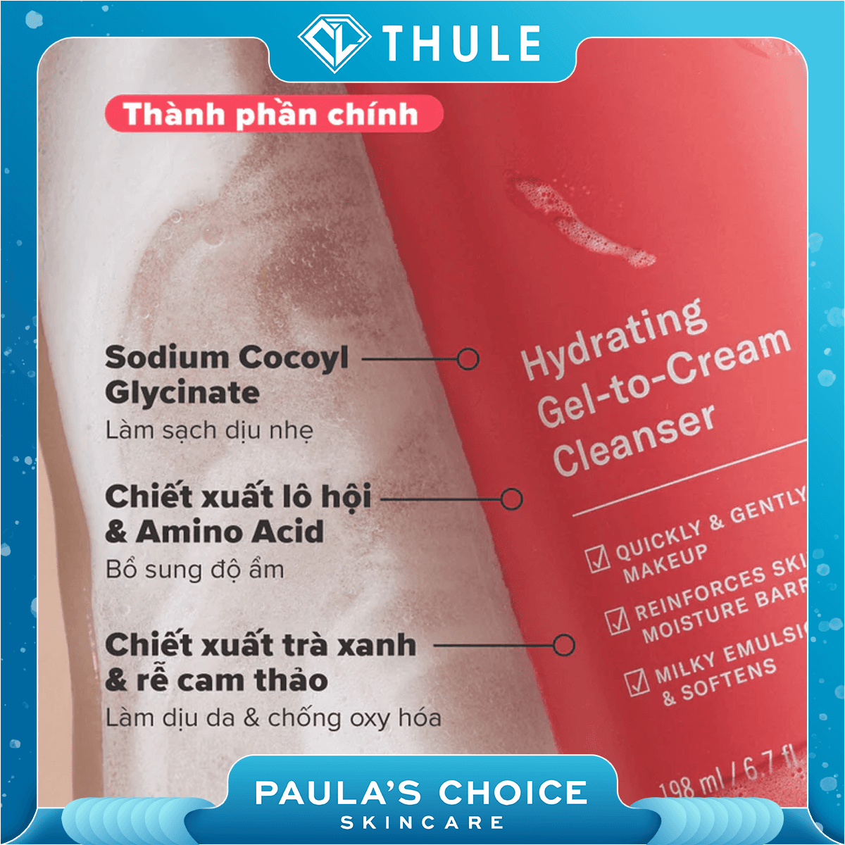 Gel Rửa Mặt Làm Sạch, Giúp Da Mềm Mịn Paula's Choice Defense Hydrating Gel-To-Cream Cleanser