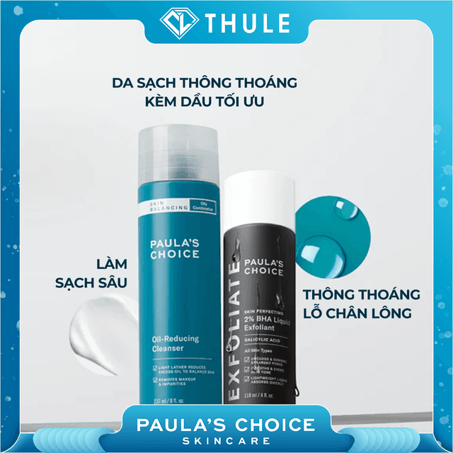 Sữa Rửa Mặt Làm Sạch Lỗ Chân Lông, Giảm Dầu Thừa - Paula’s Choice Skin Balancing Oil-Reducing Cleanser 237ml