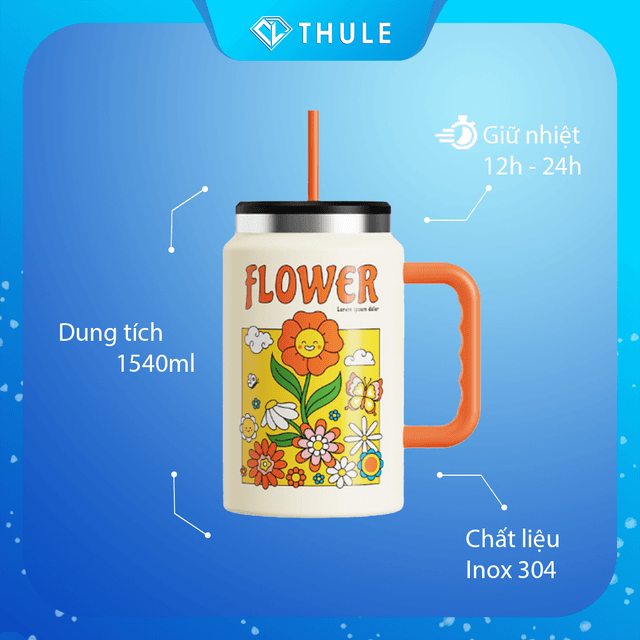 Ly Giữ Nhiệt La Fonte Flower Kèm Ống Hút - 1540ML - 014786