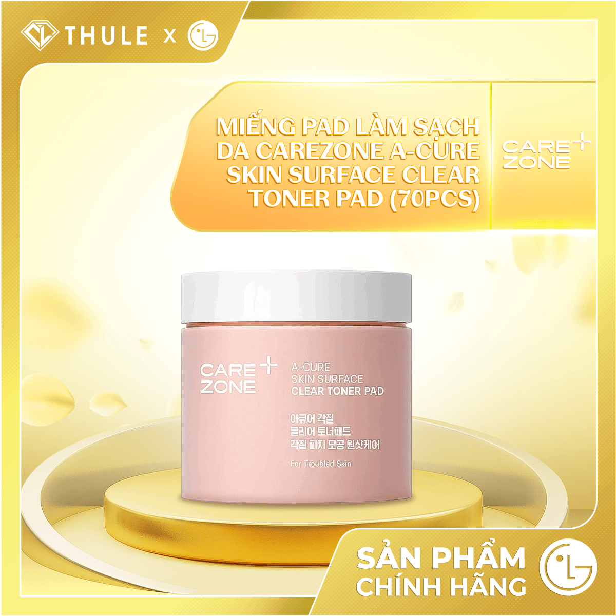 Tẩy Tế Bào Chết Carezone A-Cure Toner Pad - Giảm Mụn Ẩn, Mụn Đầu Đen Và Tăng Khả Năng Hấp Thụ Dưỡng Chất