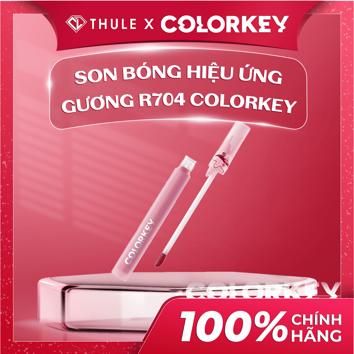 Son Bóng Hiệu Ứng Gương R704 Colorkey Airy Lip Mirror Series R704 (Ice Cream )
