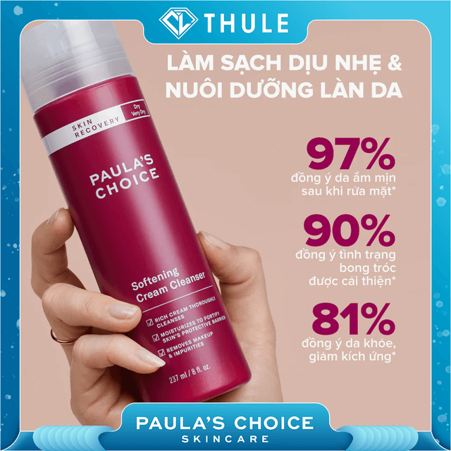 Kem Rửa Mặt Làm Dịu, Giúp Da Mềm Mịn Paula’s Choice Skin Recovery Softening Cream Cleanser 237 ml