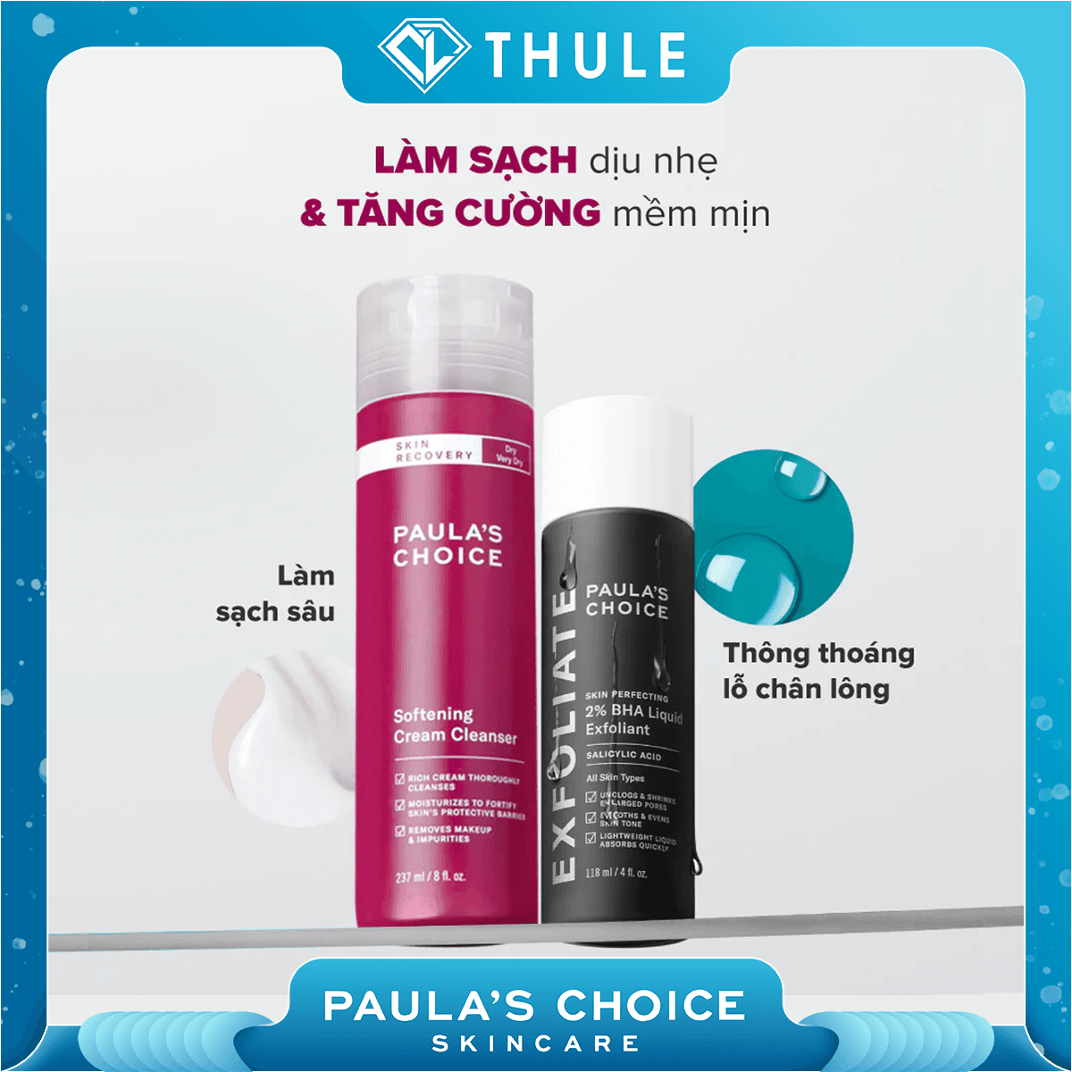 Kem Rửa Mặt Làm Dịu, Giúp Da Mềm Mịn Paula’s Choice Skin Recovery Softening Cream Cleanser 237 ml