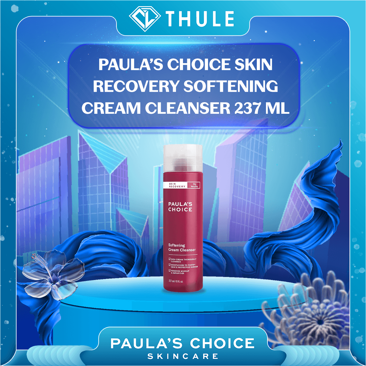 Kem Rửa Mặt Làm Dịu, Giúp Da Mềm Mịn Paula’s Choice Skin Recovery Softening Cream Cleanser 237 ml
